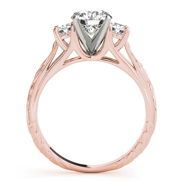 Lab Grown Round Diamond Art Designer 3 Stone Engagement Ring Platinum