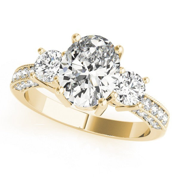 Platinum 2.00CT DE/VS Lab Grown Oval Cut Diamond Trilogy Engagement Ring