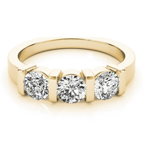 2.00Ct Lab Grown Round Diamond Bar Set 3 Stone Engagement Ring Platinum