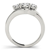 Diamond ring with three stones on a white background