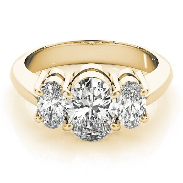 Lab-Grown Oval Diamond 3 Stone Engagement Ring – 18K Rose Gold