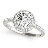 Lab Grown Round Cut Diamond Halo Engagement Ring Platinum