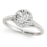 Lab Grown Round Diamond Halo Engagement Ring 18K Yellow Gold