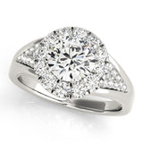 Bague de fiançailles en or blanc 18 carats avec halo de diamants ronds de laboratoire
