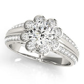 Lab Grown Round Cut Diamond Halo Engagement Ring