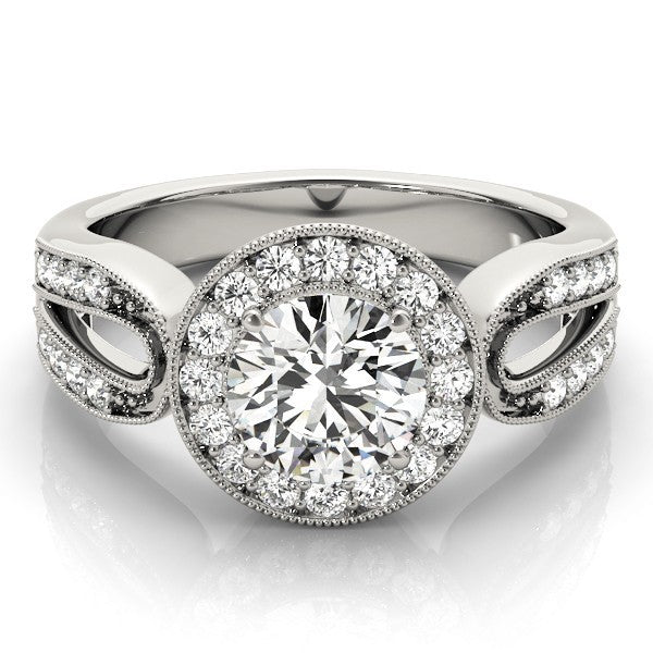 Lab Grown Round Diamond Halo Engagement Ring