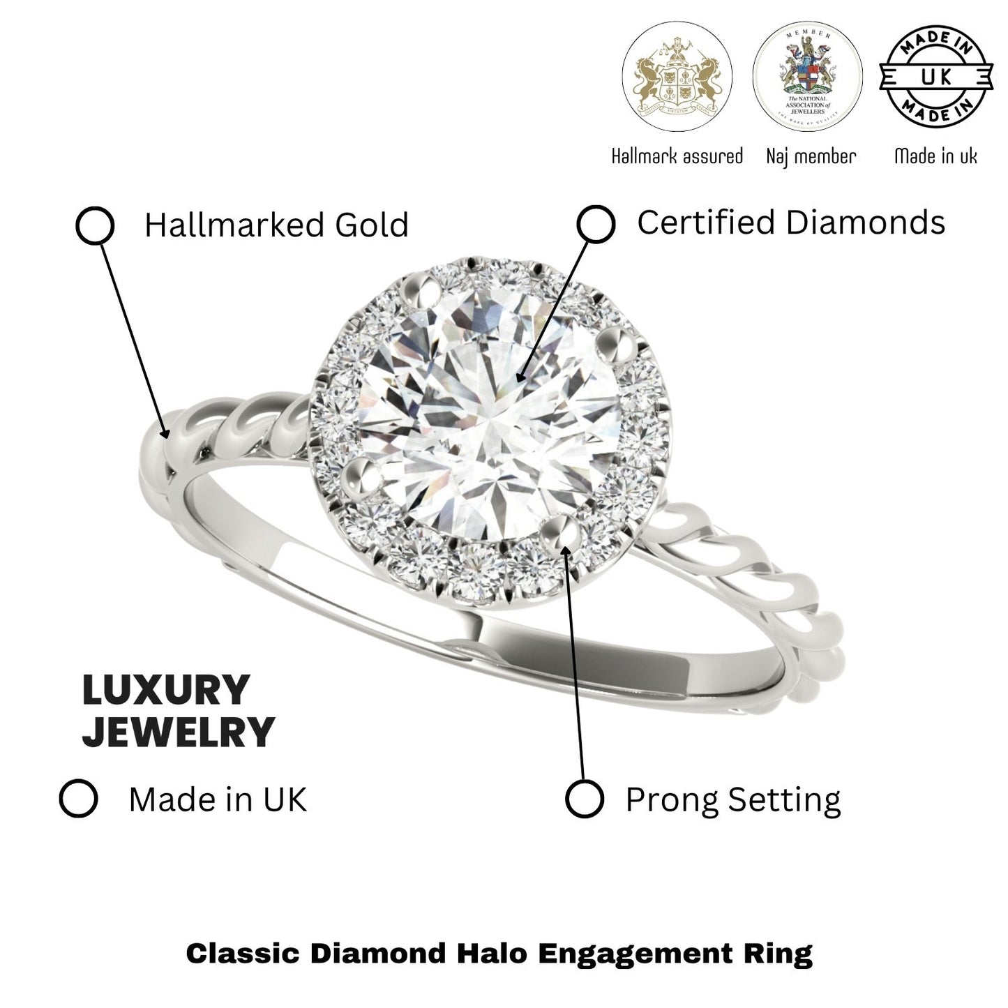 Lab-Grown Diamond Halo Engagement Ring in Platinum
