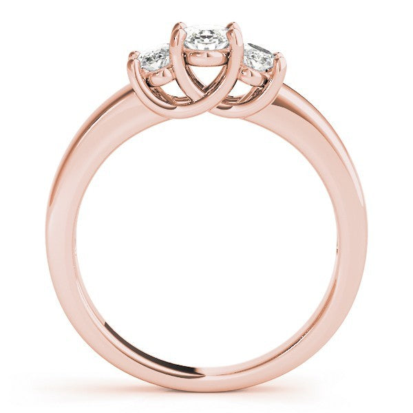 Lab-Grown Oval Cut Diamond Trilogy Engagement Ring 18K White Gold