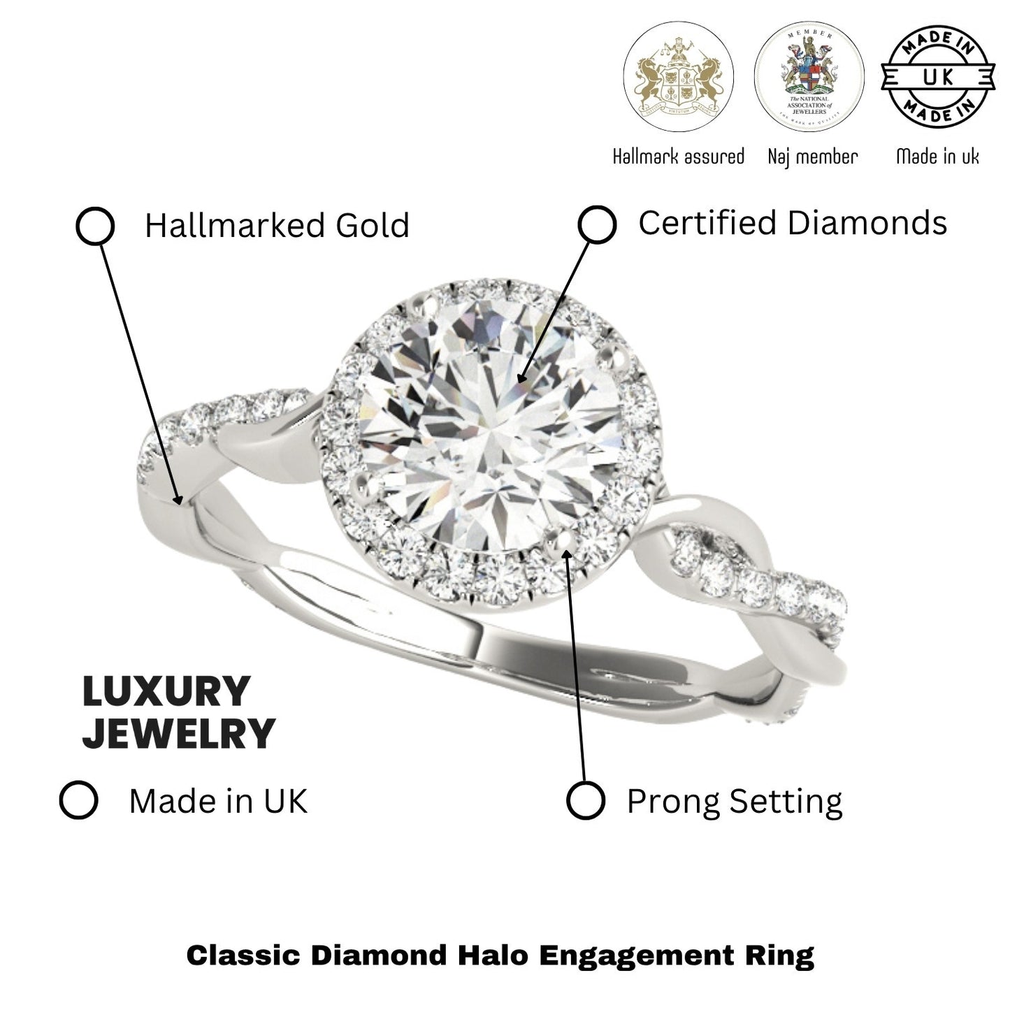 Lab-Grown Diamond 2.00 CT DE/VS Halo Engagement Ring in Platinum