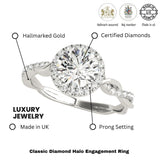 Lab-Grown Diamond 2.00 CT DE/VS Halo Engagement Ring in Platinum