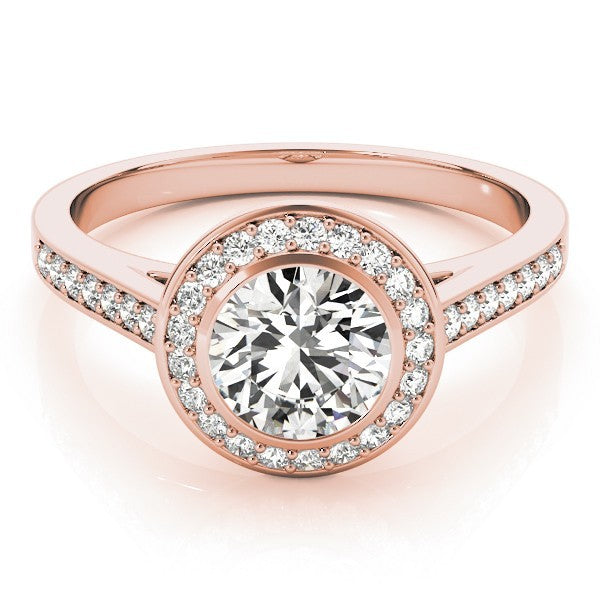 Lab Grown Round Cut Diamond Halo Engagement Ring