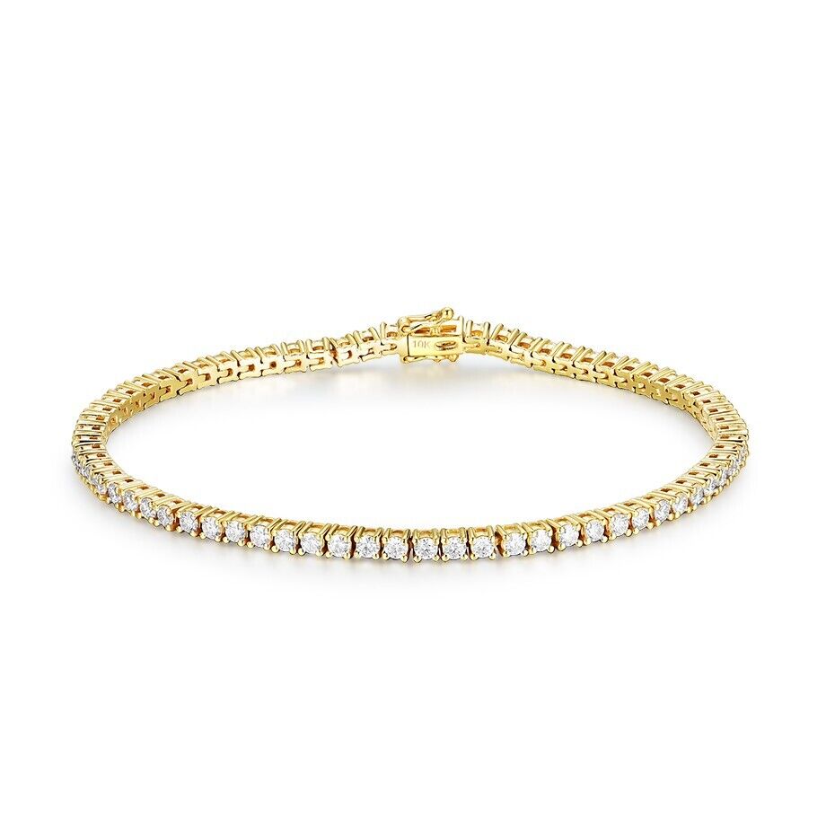 18k Yellow Gold Lab Grown Round Diamond Tennis Bracelet - 2.00 Ct D-E/VS Quality