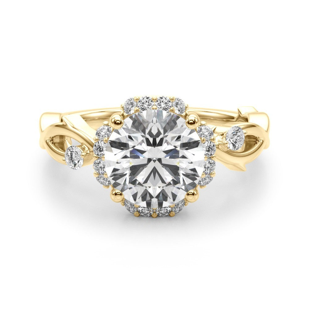 Lab-Grown Round Cut Diamond Halo Engagement Ring Platinum