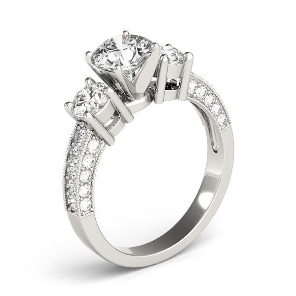 Lab Grown Round Diamond Trilogy Engagement Ring Platinum 2CT DE/VS