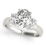 18k White gold Oval cut Trilogy Engagement Ring – 2Ct DE/VS Lab Grown Diamonds