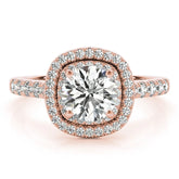 Lab Grown Round Cut Diamond Halo Engagement Ring