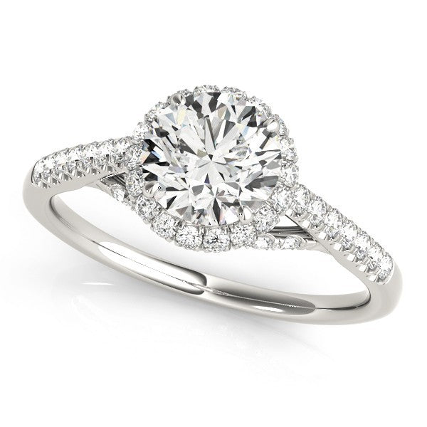 Lab Grown Round Diamond Halo Engagement Ring 18K Yellow Gold