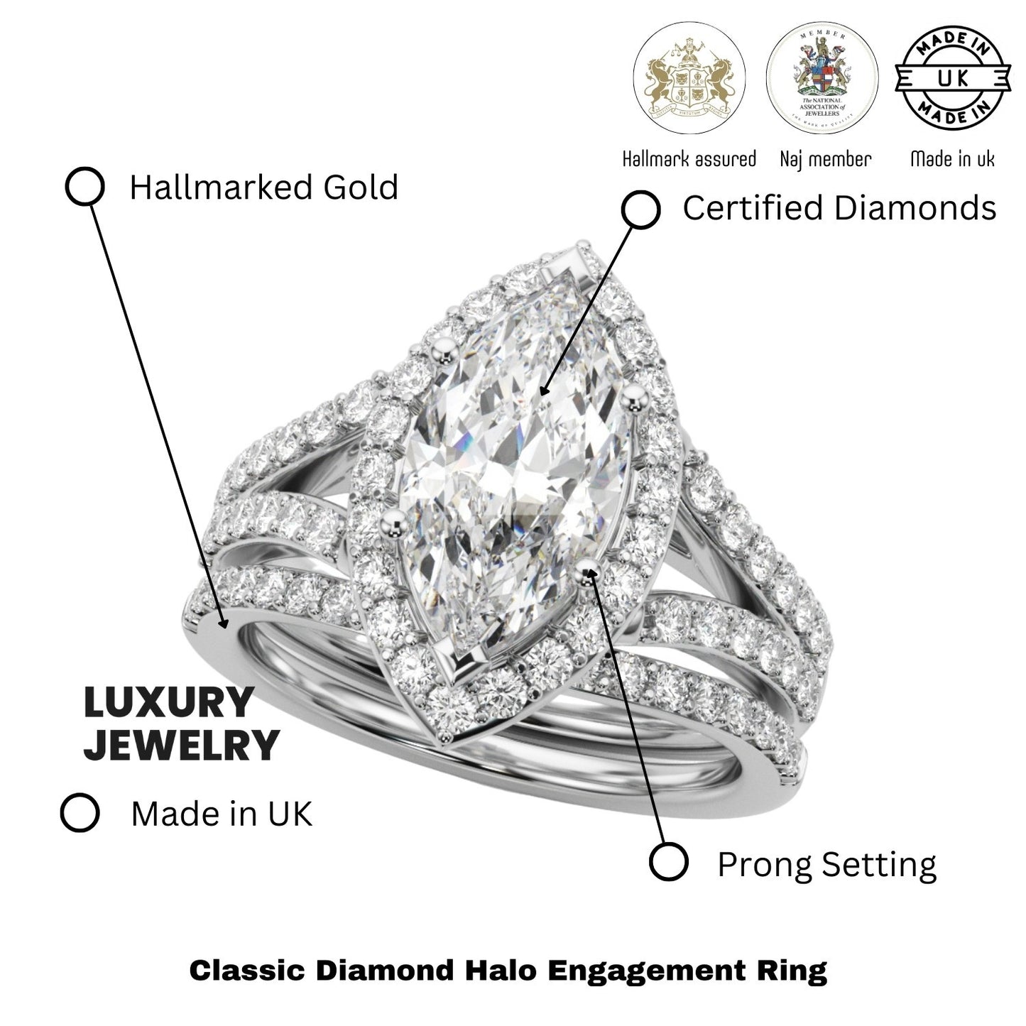 2.00Ct DE/VS Lab Grown Marquise Diamond Halo Engagement Ring Platinum