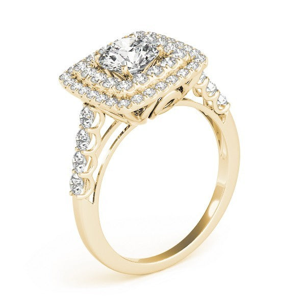 Lab Grown Round Cut Diamond Halo Engagement Ring