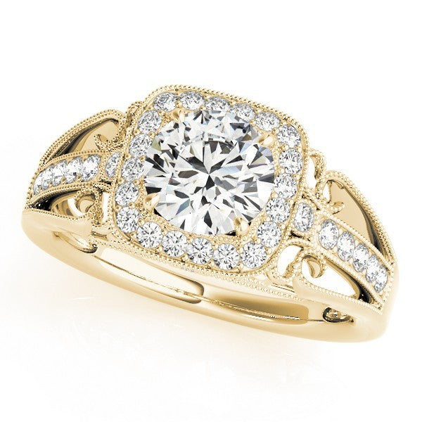 Lab Grown Round Diamond Halo Engagement Ring