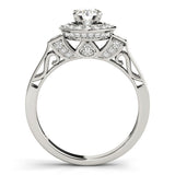 Lab Grown Round Diamond Halo Engagement Ring 18K White Gold