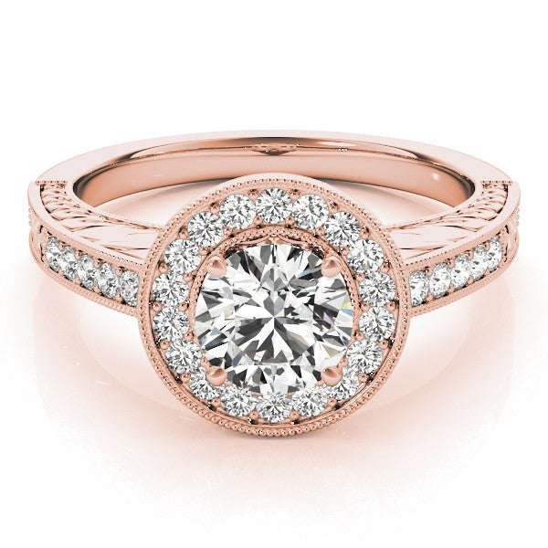 Lab Grown Round Cut Diamond Halo Engagement Ring