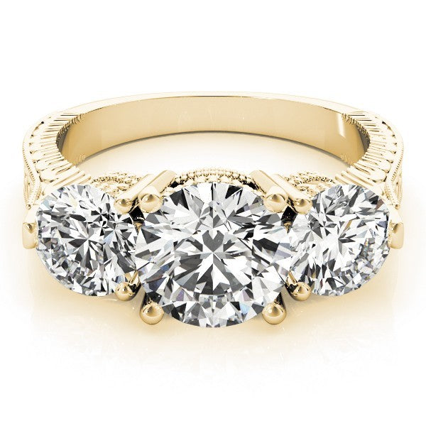 Platinum Lab Grown Diamond Trilogy Engagement Ring Art Deco Designer 2CT DE/VS