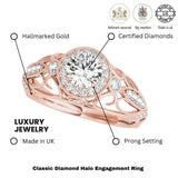 Lab Grown Round Diamond Halo Engagement Ring
