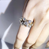 18k Yellow Gold - 2Ct 100% Natural Round Cut Diamonds Bubble Ring