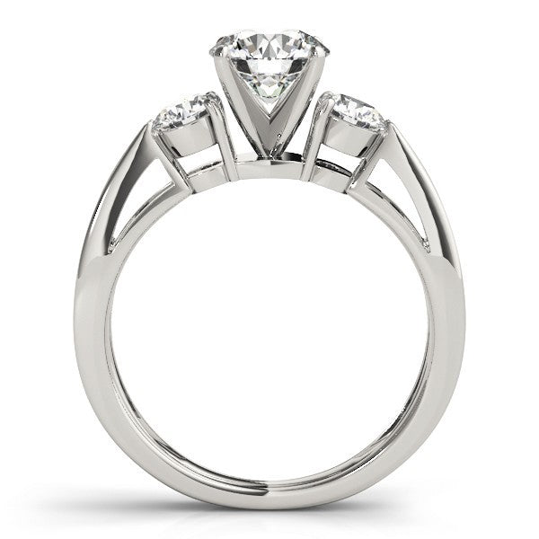 Lab Grown Round Cut Diamond Designer Trilogy Engagement Ring Platinum