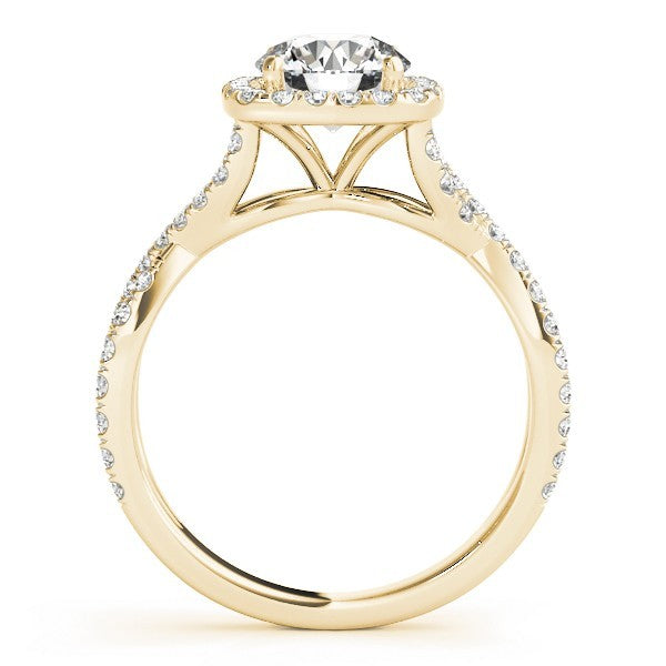 Lab Grown Round Diamond Halo Engagement Ring 18K White Gold