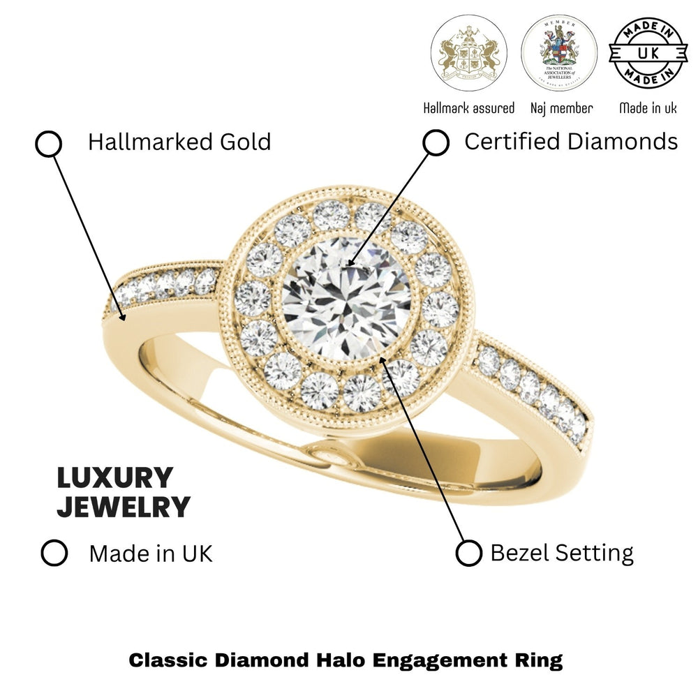 Lab Grown Round Diamond Halo Engagement Ring
