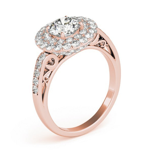Lab Grown Round Cut Diamond Halo Engagement Ring