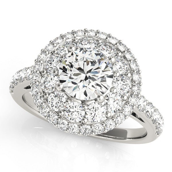 Lab Grown Round Cut Diamond Halo Engagement Ring