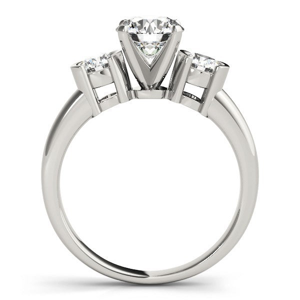 Platinum 3 Stone Engagement Ring Lab Grown Round Diamond Prong Set