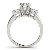 Platinum 3 Stone Engagement Ring Lab Grown Round Diamond Prong Set