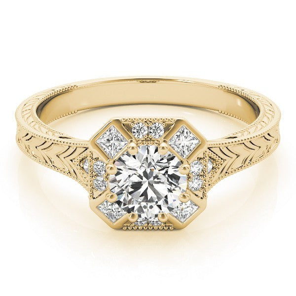 Lab Grown Round Diamond Halo Engagement Ring