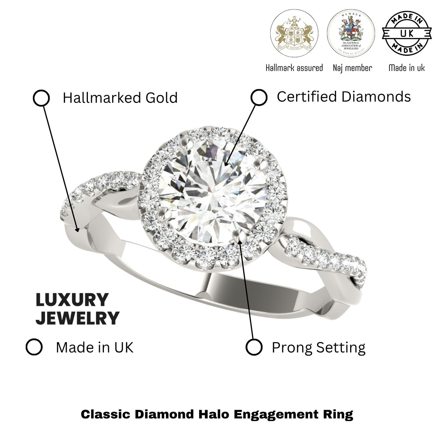 Lab-Grown Diamond Halo Engagement Ring in Platinum