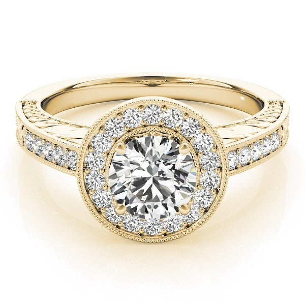 Lab Grown Round Cut Diamond Halo Engagement Ring