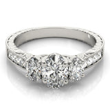 Lab Grown Oval Cut Diamond Trilogy Engagement Ring Platinum In 2.00ct DE/VS