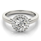 2Ct DE/VS Lab Grown Round Diamond Halo Engagement Ring 18K White Gold
