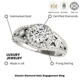 Lab Grown Round Diamond Halo Engagement Ring