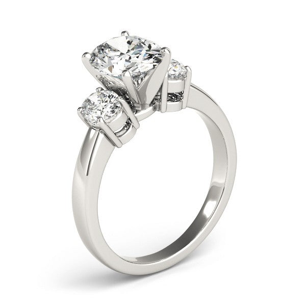 18k White gold Oval cut Trilogy Engagement Ring – 2Ct DE/VS Lab Grown Diamonds