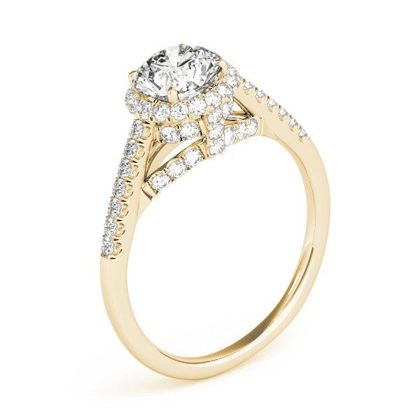 Lab Grown Round Diamond Halo Engagement Ring 18K Yellow Gold