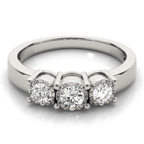 Round Lab Grown Diamond 3 Stone Engagement Ring