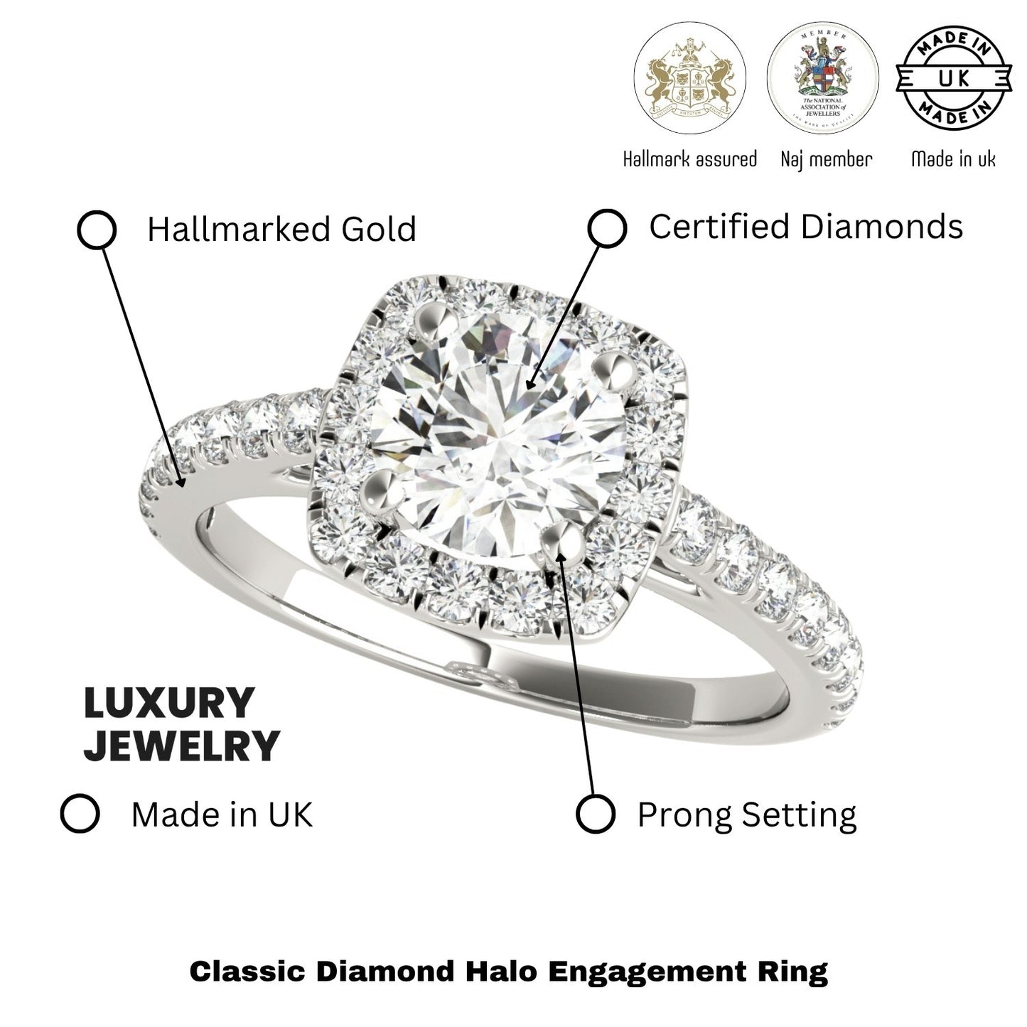 Lab-Grown Diamond Halo Engagement Ring in Platinum