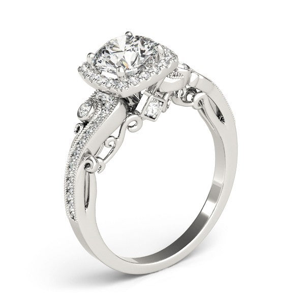 Lab Grown Round Diamond Halo Engagement Ring