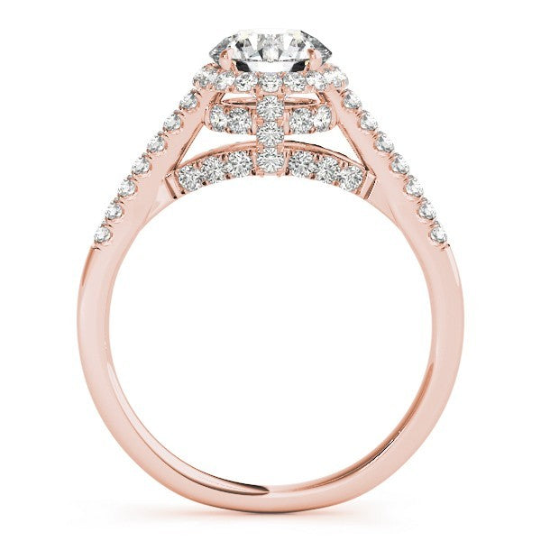 Lab Grown Round Diamond Halo Engagement Ring 18K Yellow Gold