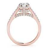 Lab Grown Round Diamond Halo Engagement Ring 18K Yellow Gold