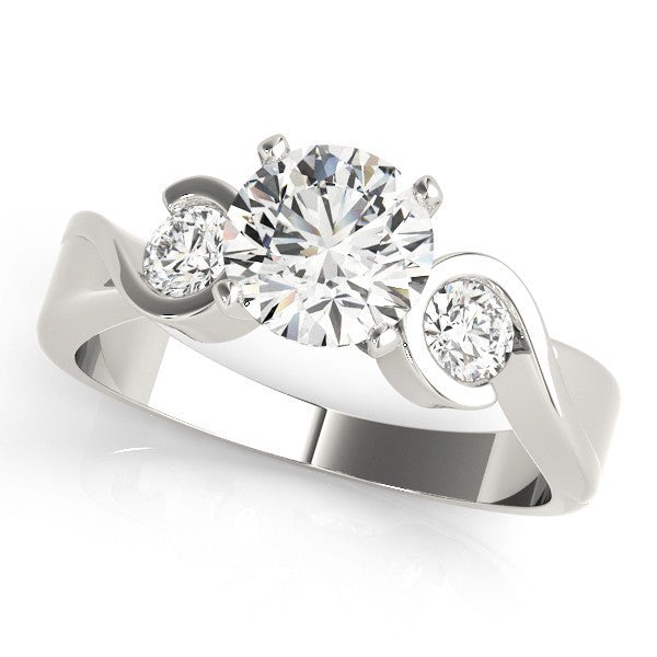 Platinum Round Diamond Designer Trilogy Engagement Ring - DE/VS 2Ct Lab Grown